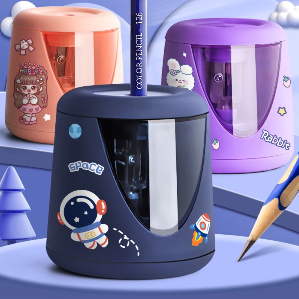 Electric Pencil Sharpener Usb - Büro- und Schulbedarf mit dekorativen Aufklebern,