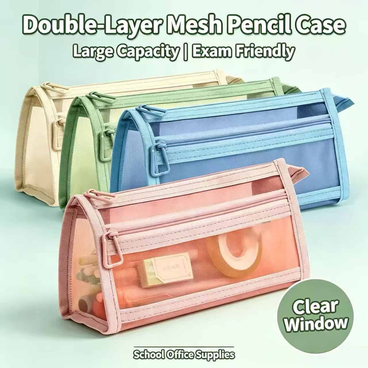 Doppellagiges, durchsichtiges  – Clear Mesh Pencil Pouch For Exam Bewertung und Preis